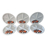 Assiettes Le Creuset pour fondue de 1970