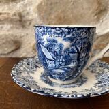 Coffee cup and its English earthenware saucer Mill Stream Johnson Bros