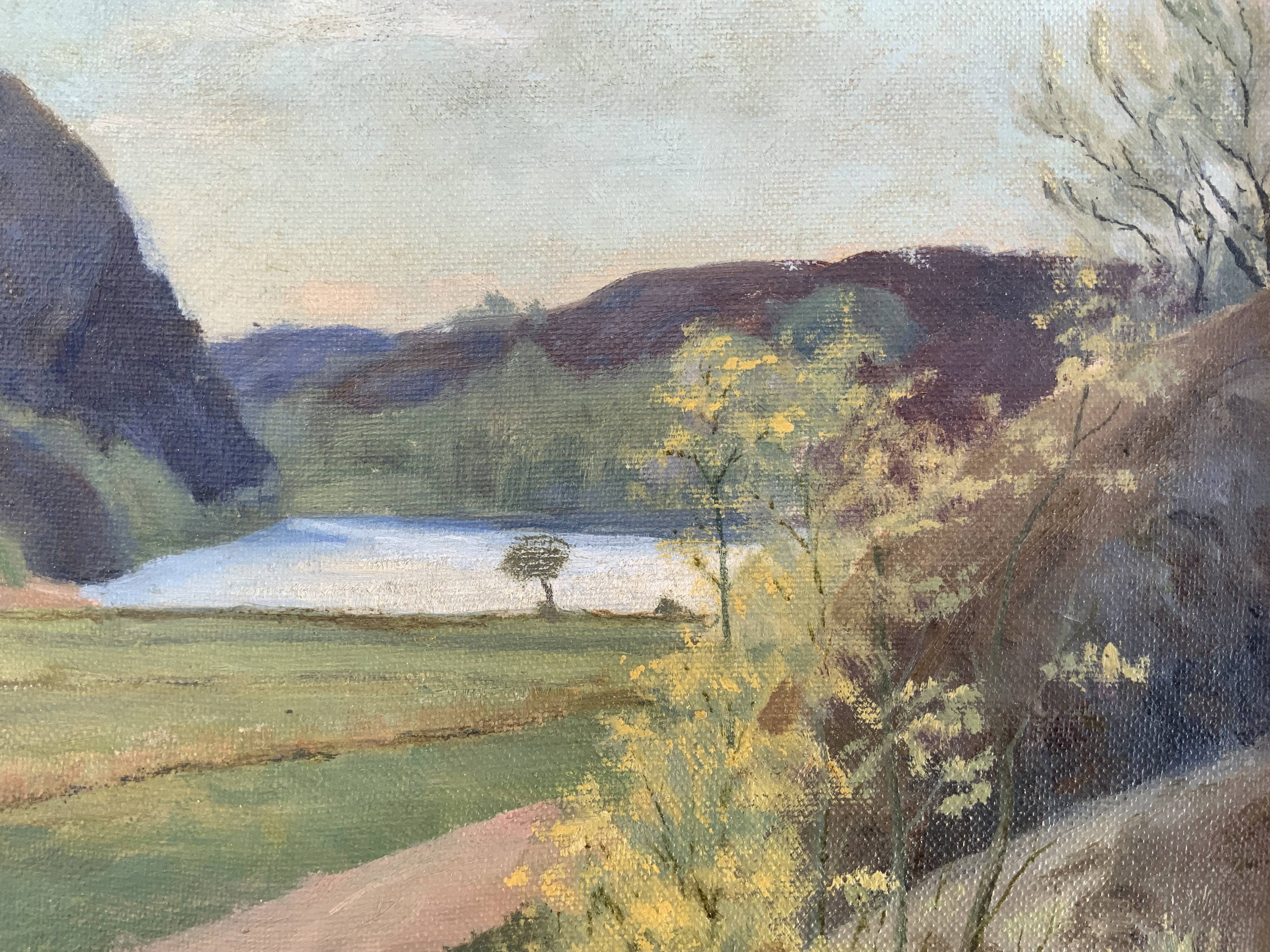 Small Vintage Oil Landscape signed by artist G. Carlson 1947