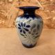 Ancien vase soliflore betschdorf schmitter grès bleu décor fleurs vintage #b647