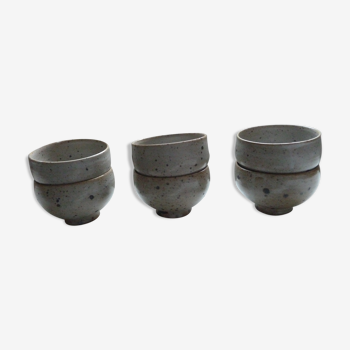 Set of 6 signed pyrity sandstone bowls