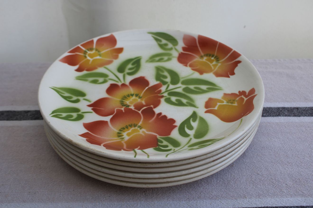 Lot de 6 assiettes plates en céramique