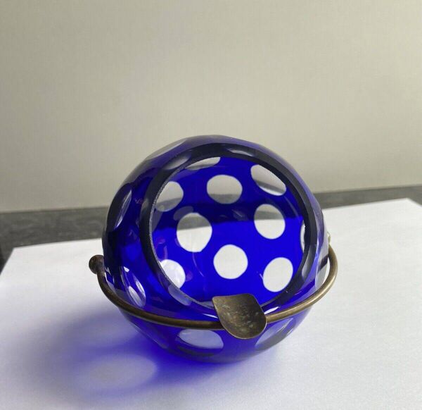 Cendrier Vintage • Cristal Ball Blue • Marita Voigt • Harzkristall • Space Age • 1970