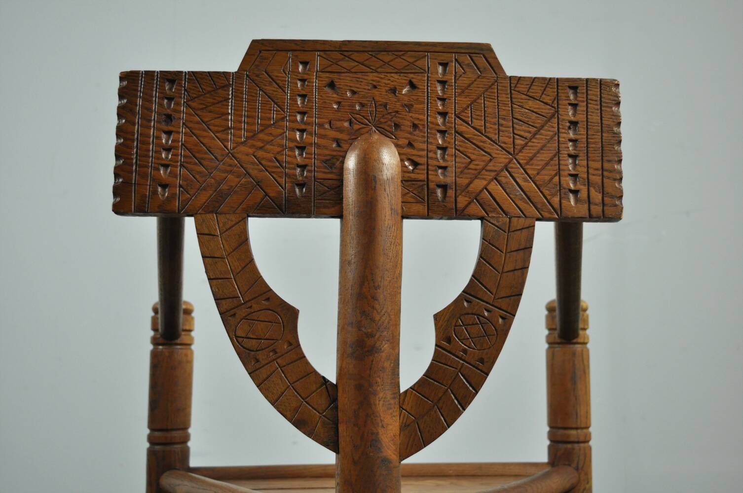 Pair of vintage antique Scandinavian oak Monk chairs, Sweden 1950s