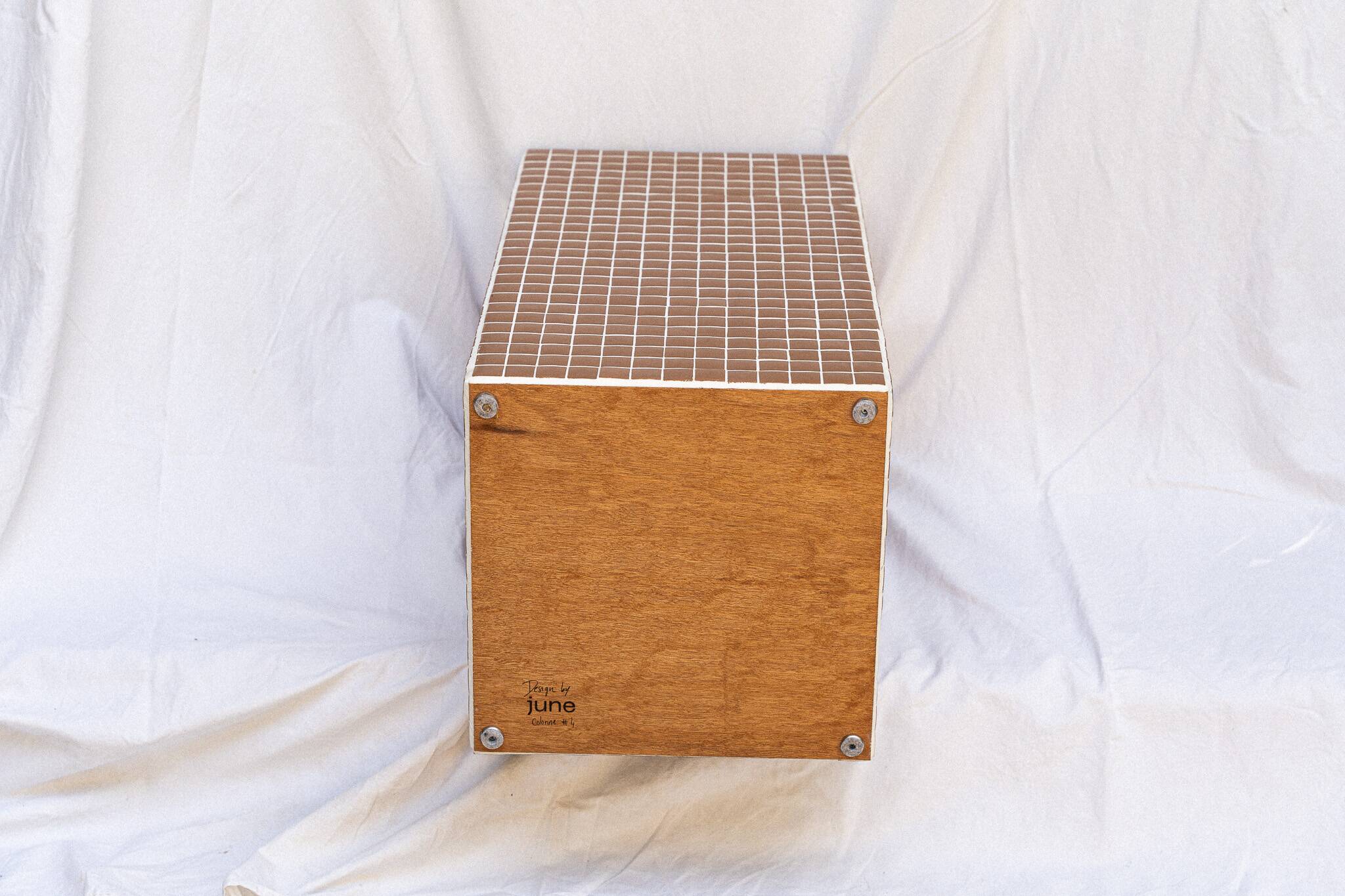 Brown column side table 66x33 cm