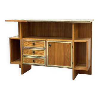 Scandinavian Geometric Wood Console Table, 1970s