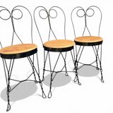 Set of 4 vintage wrought iron chairs from the 1940s.
