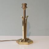 Mid-century brass table lamp with new custom lampshade.