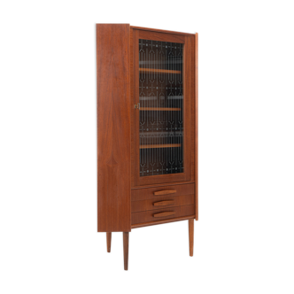 Danish vintage corner cabinet in teak and glass