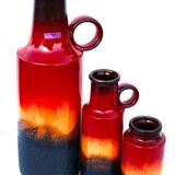 Set of 3 vintage vases, Scheurich, W-Germany, 1960