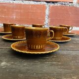 Set of 6 cups and saucers digoin colorado model vintage beige ceramic