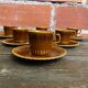 Set of 6 cups and saucers digoin colorado model vintage beige ceramic