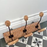 Rattan wall coat rack