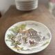 Set of 12 flat plates in Gien earthenware, Ludlow model, chic countryside dining.