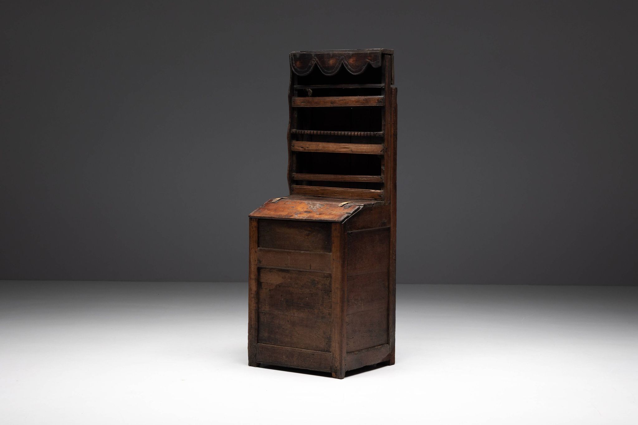 Primitive Folk Art Shelving Cupboard, France, 19th Century