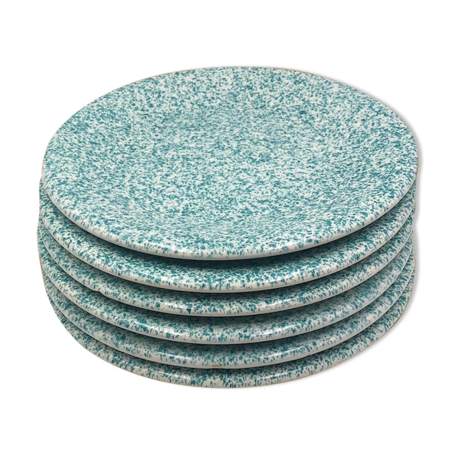 Lot of speckled turquoise plates