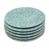 Lot de six assiettes turquoises mouchetées