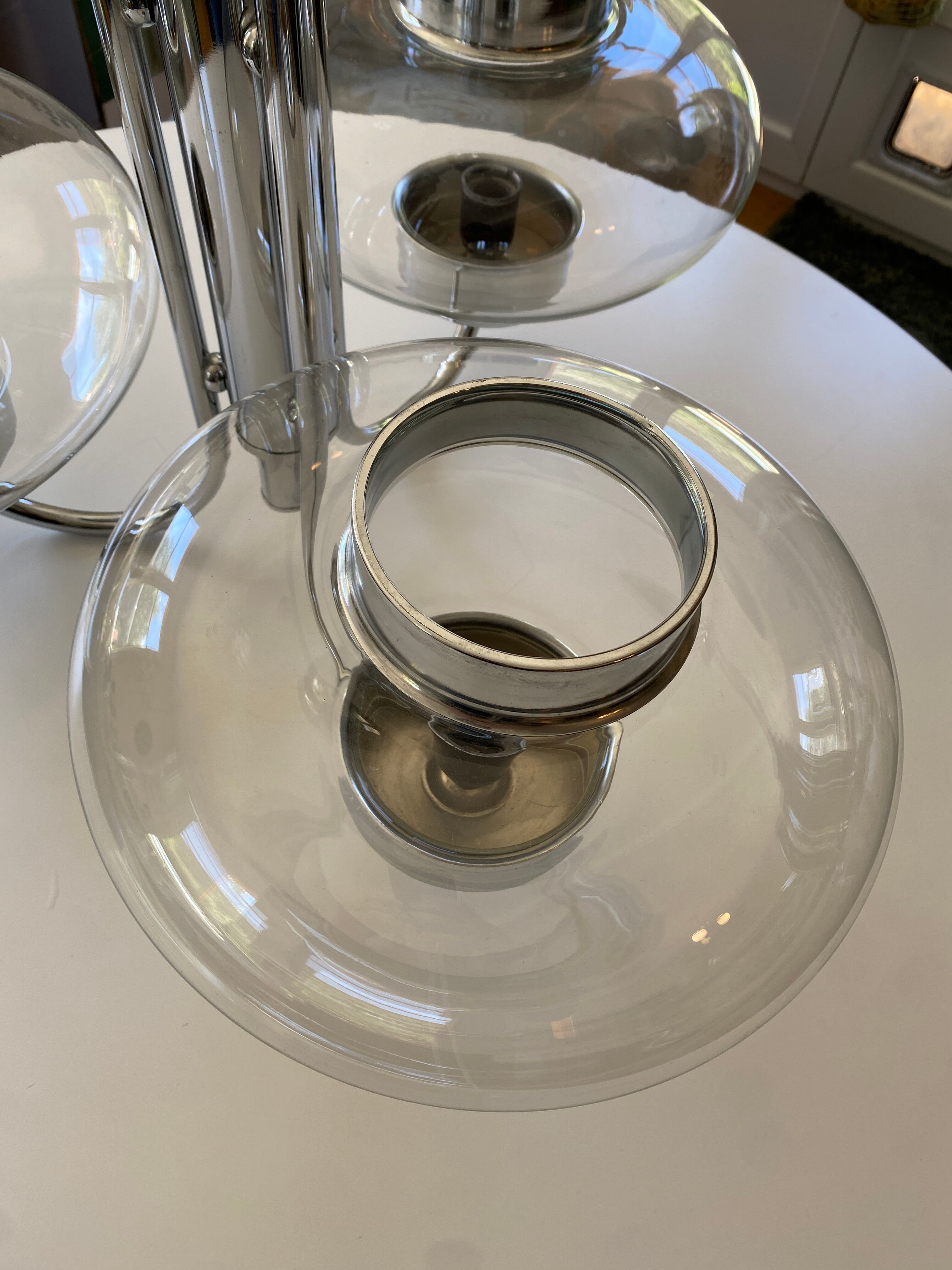 Large chrome metal Space Age chandelier