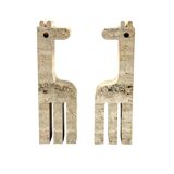 2 serre-livres girafes en travertin, F.lli Mannelli, Italie 1970
