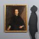 Ancient painting, portrait of a clergyman, oil on canvas, 18th century.