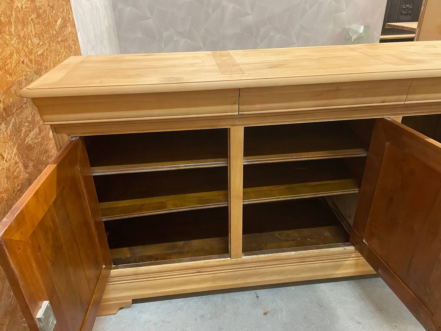 Louis Philippe 3-door buffet, airbrushed and glazed