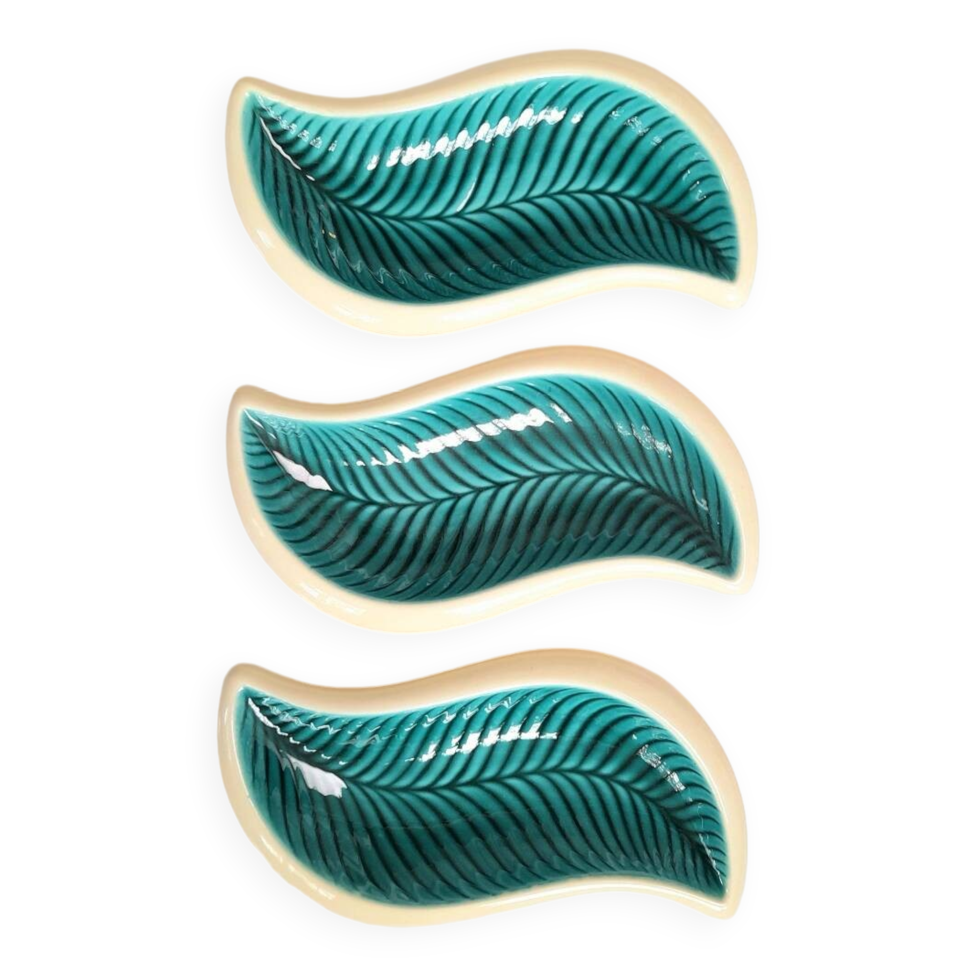 3 x Verceram earthenware leaf dishes from the 60s