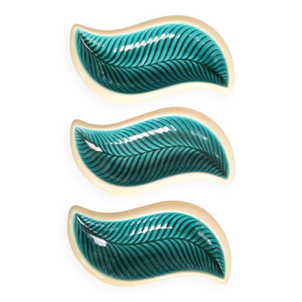 3 x Verceram 60s earthenware leaf dish