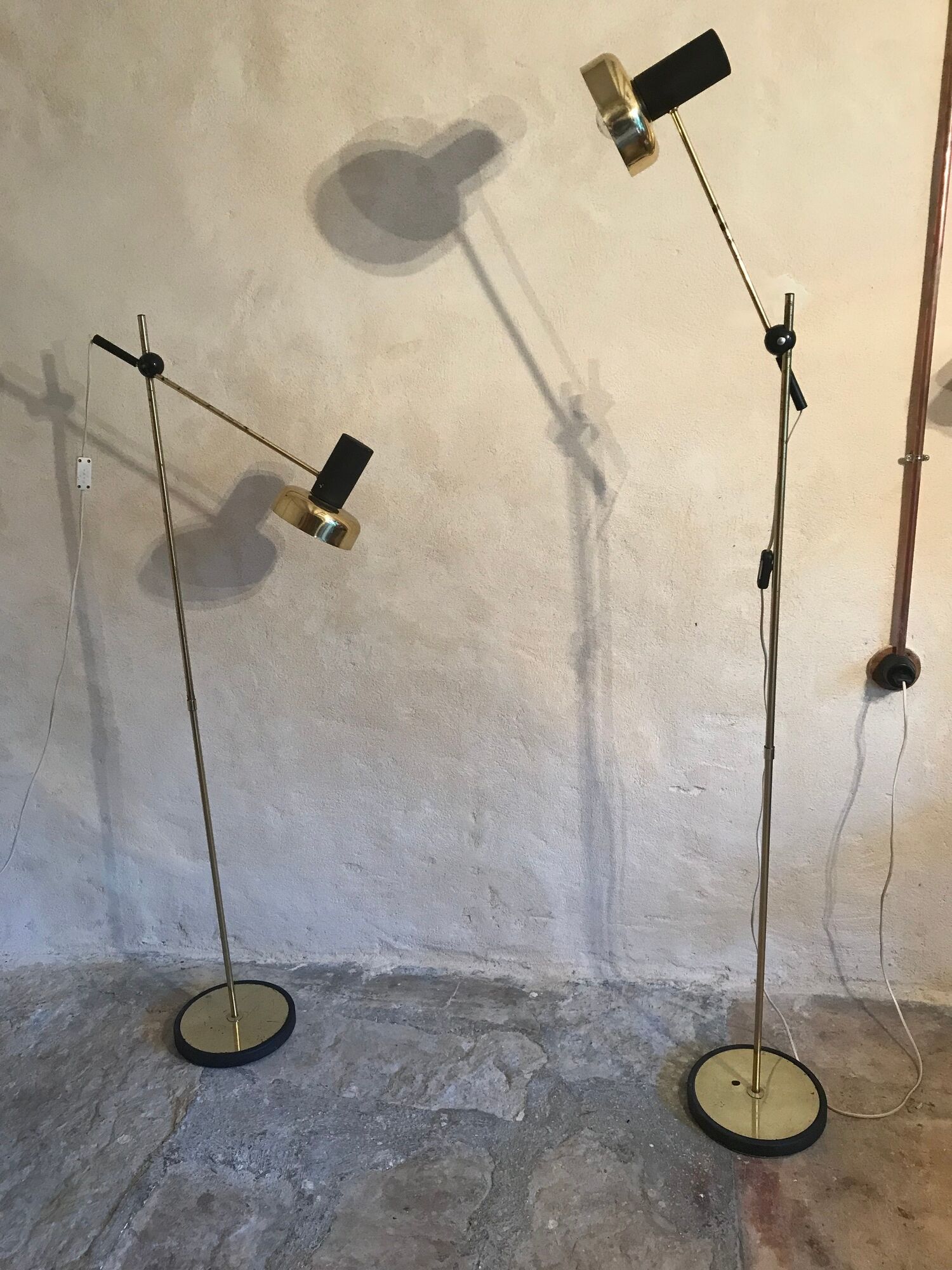 Pair of Gura Leuchten adjustable floor lamps, Germany, 1970's