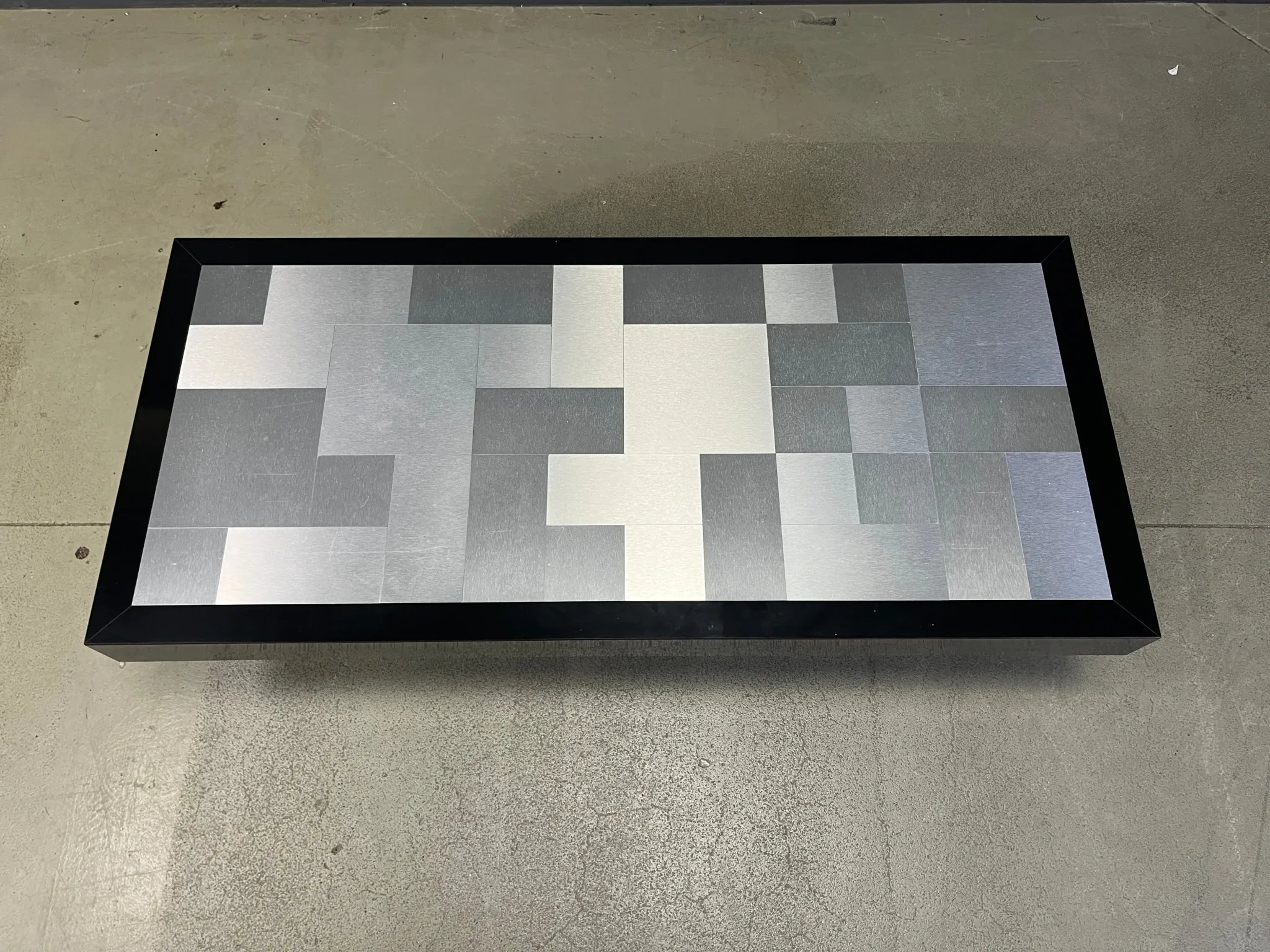 Vintage lacquer and aluminum coffee table, 1970s