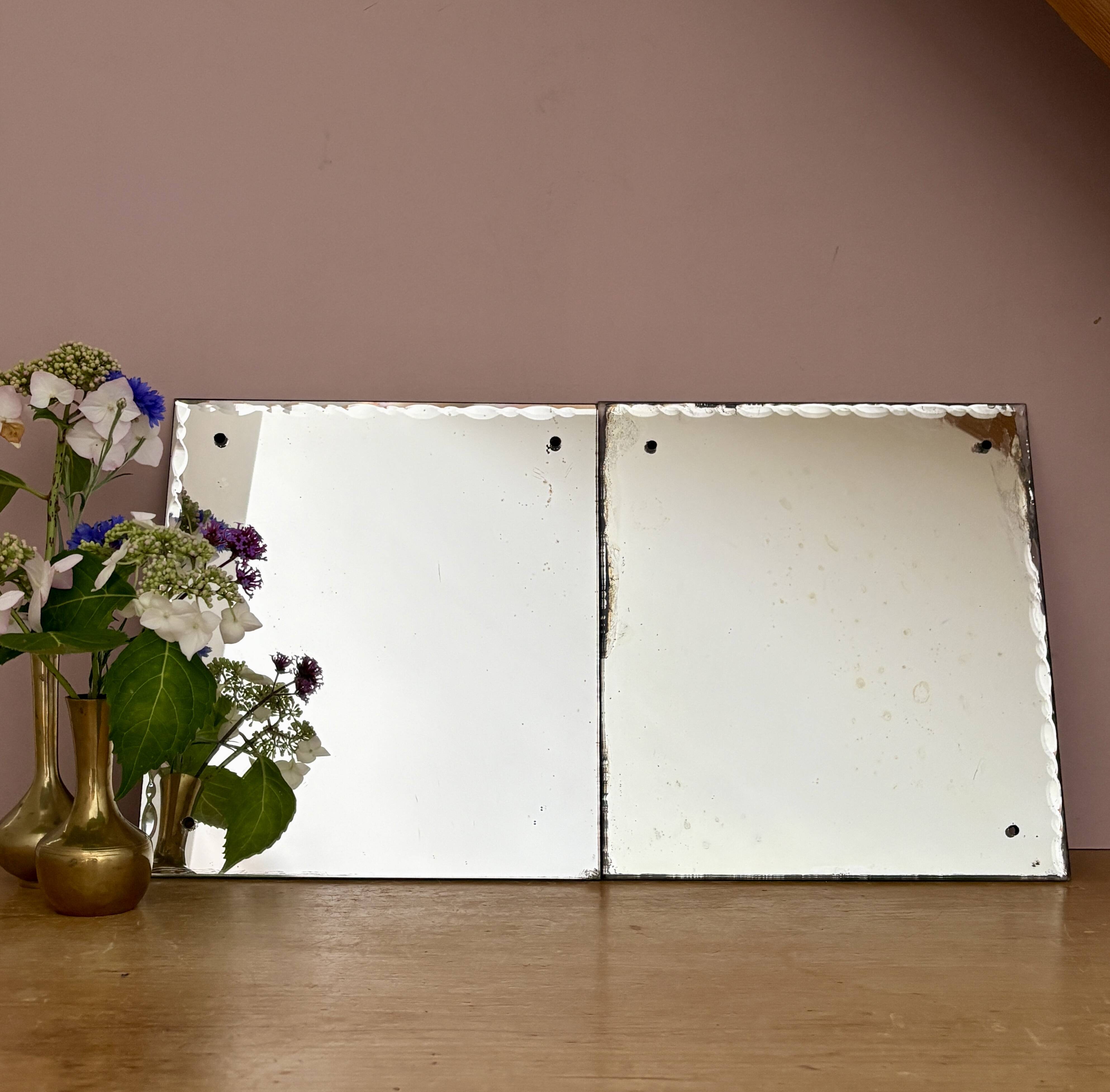 Set of 2 antique bevelled mirrors