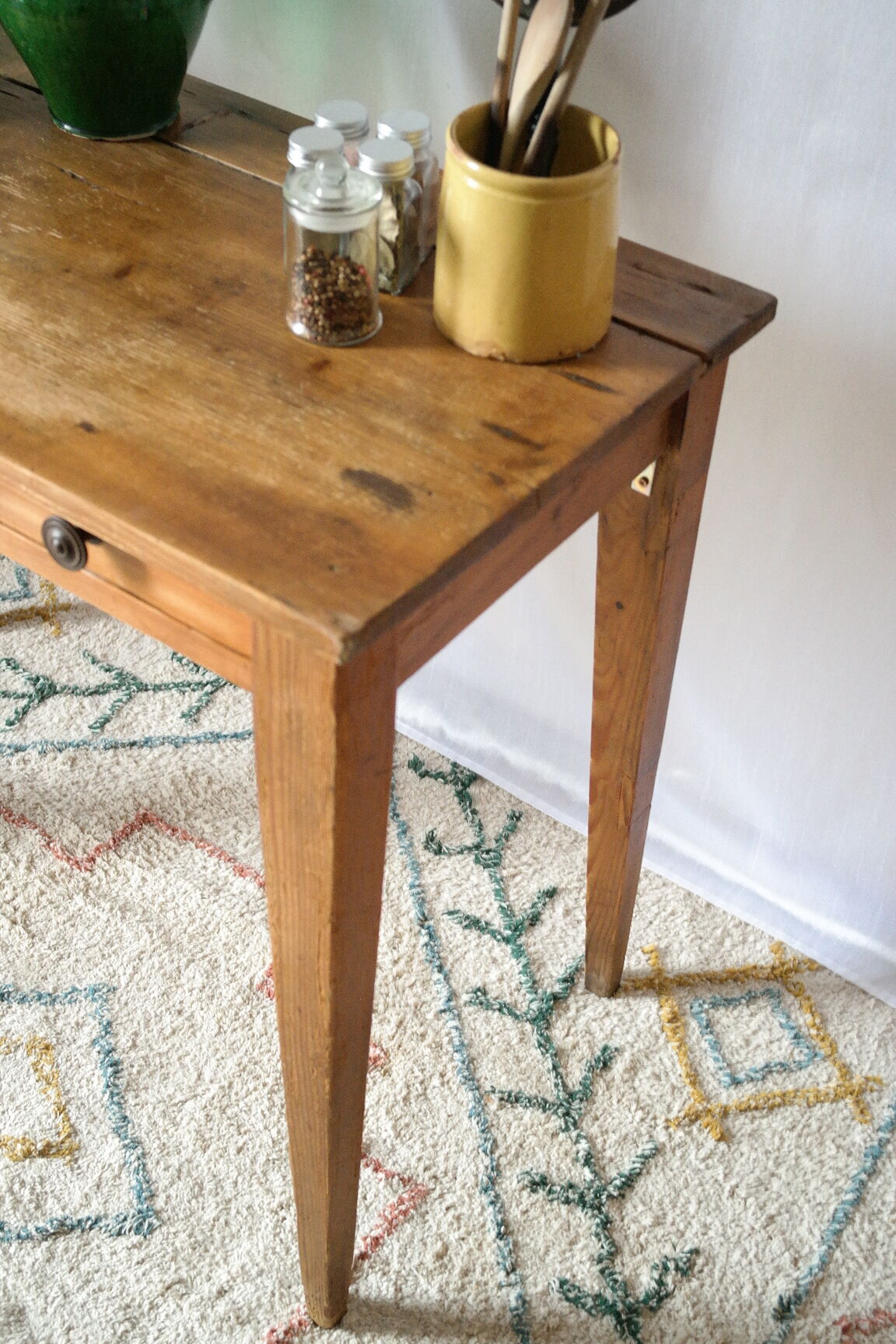 Farmhouse side table in old wood