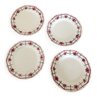 Lot de 4 assiettes à dessert ceranord saint Amand modèle Monique