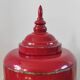 Large decorative red lacquered metal teapot - Vintage Asian style