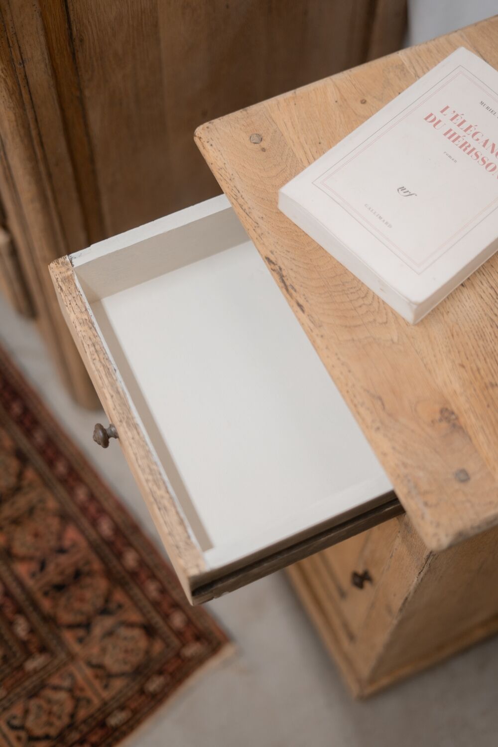 Antique oak bedside table
