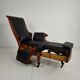 Fauteuil de bibliothèque ancien du XIXe siècle par Horrix – cuir noir