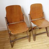 Pair of folding wooden chairs US ARMY World War II