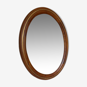 Miroir ovale vintage bois et laiton