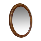 Vintage oval mirror in wood and brass