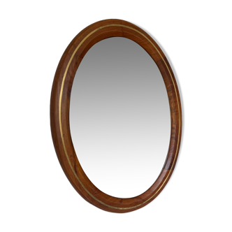 Miroir ovale vintage bois et laiton