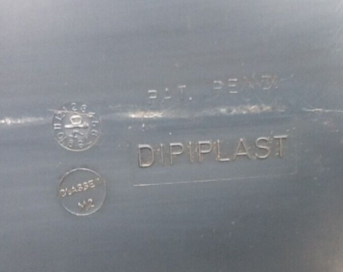 1970s pat. pend dipiplast stackable chair grey shell grained surface