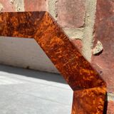 Octagonal mirror in walnut burl