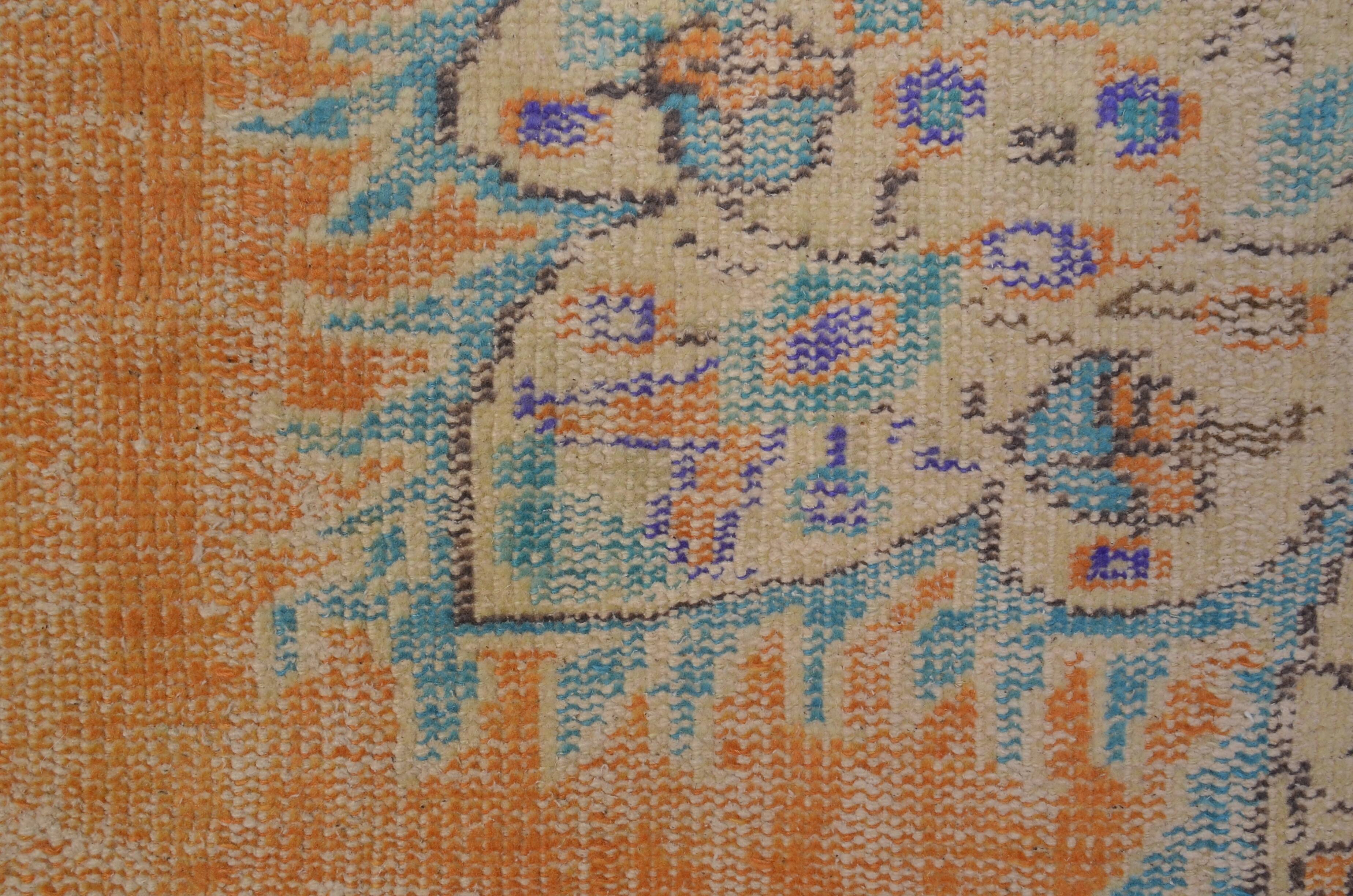 Vintage Handknotted Oushak Wool Rug sku2321