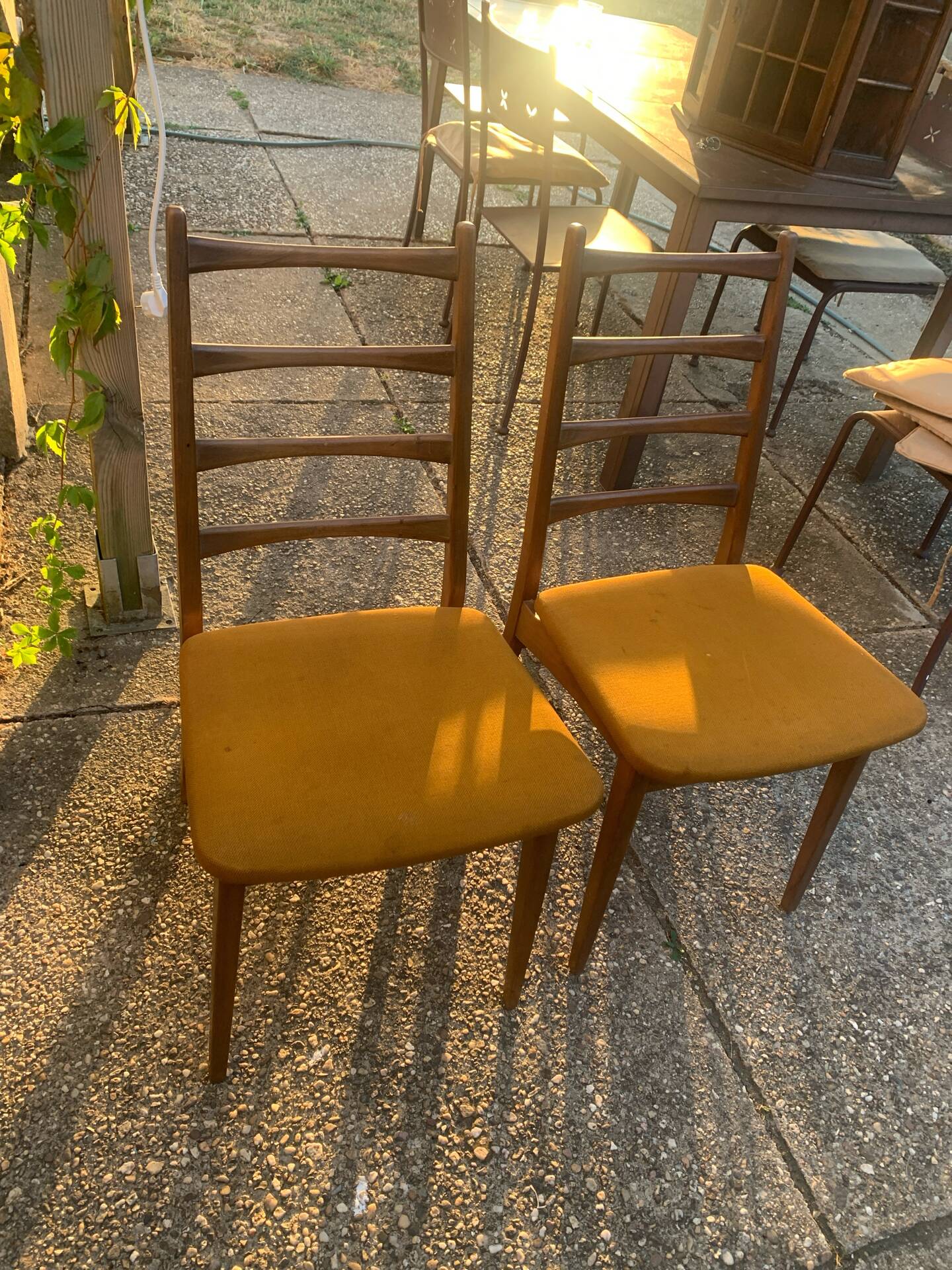 Pair of Vintage Scandinavian "Ladderback" Chairs (1960) - To Restore
