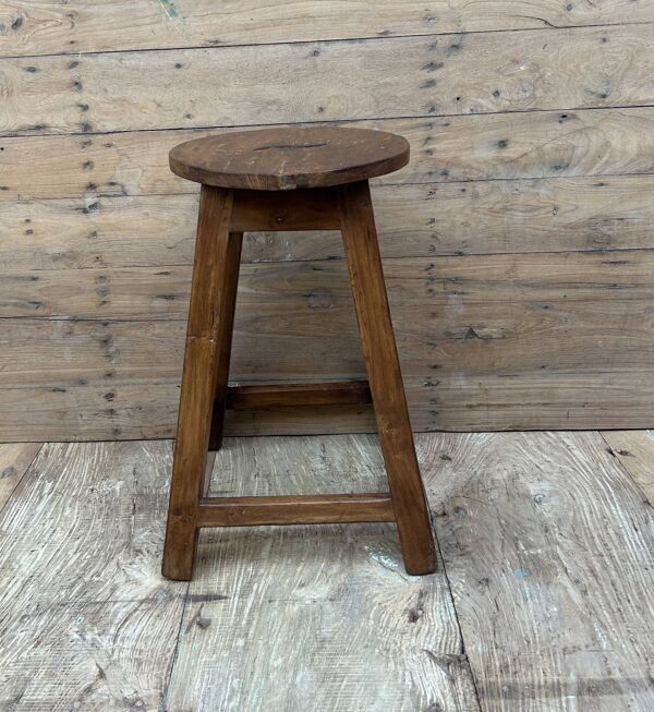 Tabouret d'atelier en teck massif