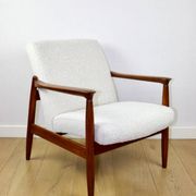 GFM-64 Brown Armchair in White Ivory Bouclé attributed to Edmund Homa, 1970s