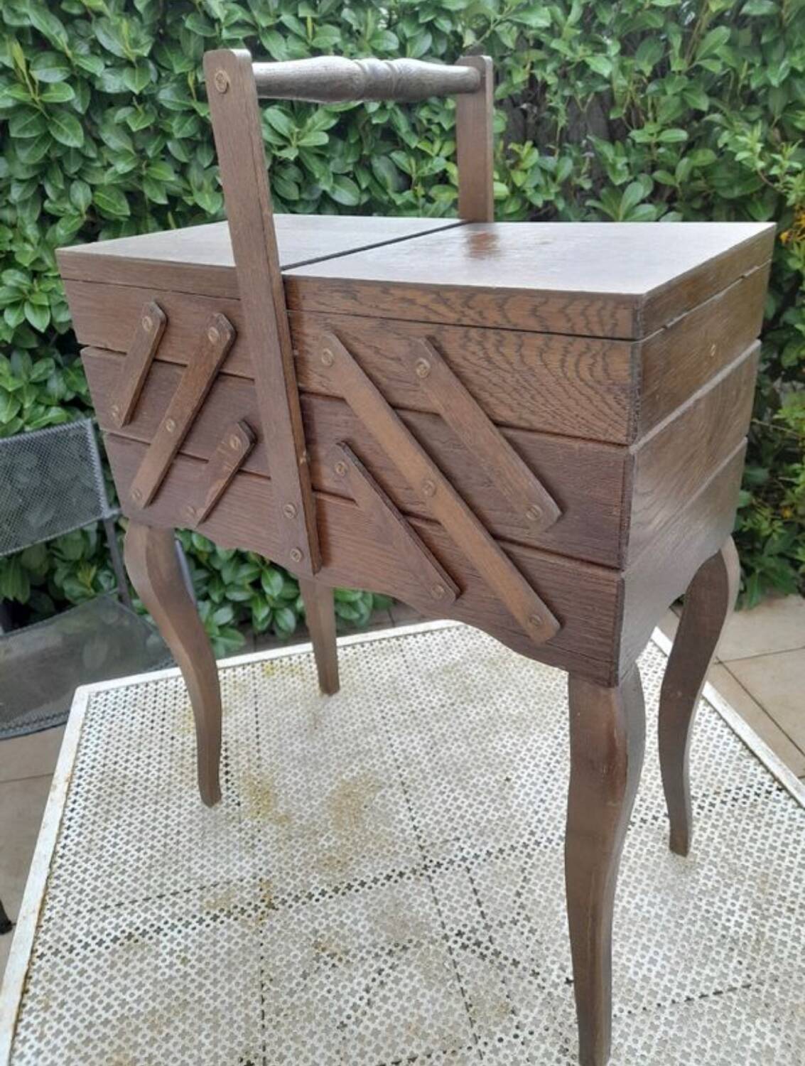 Old sewing box worker knitting work