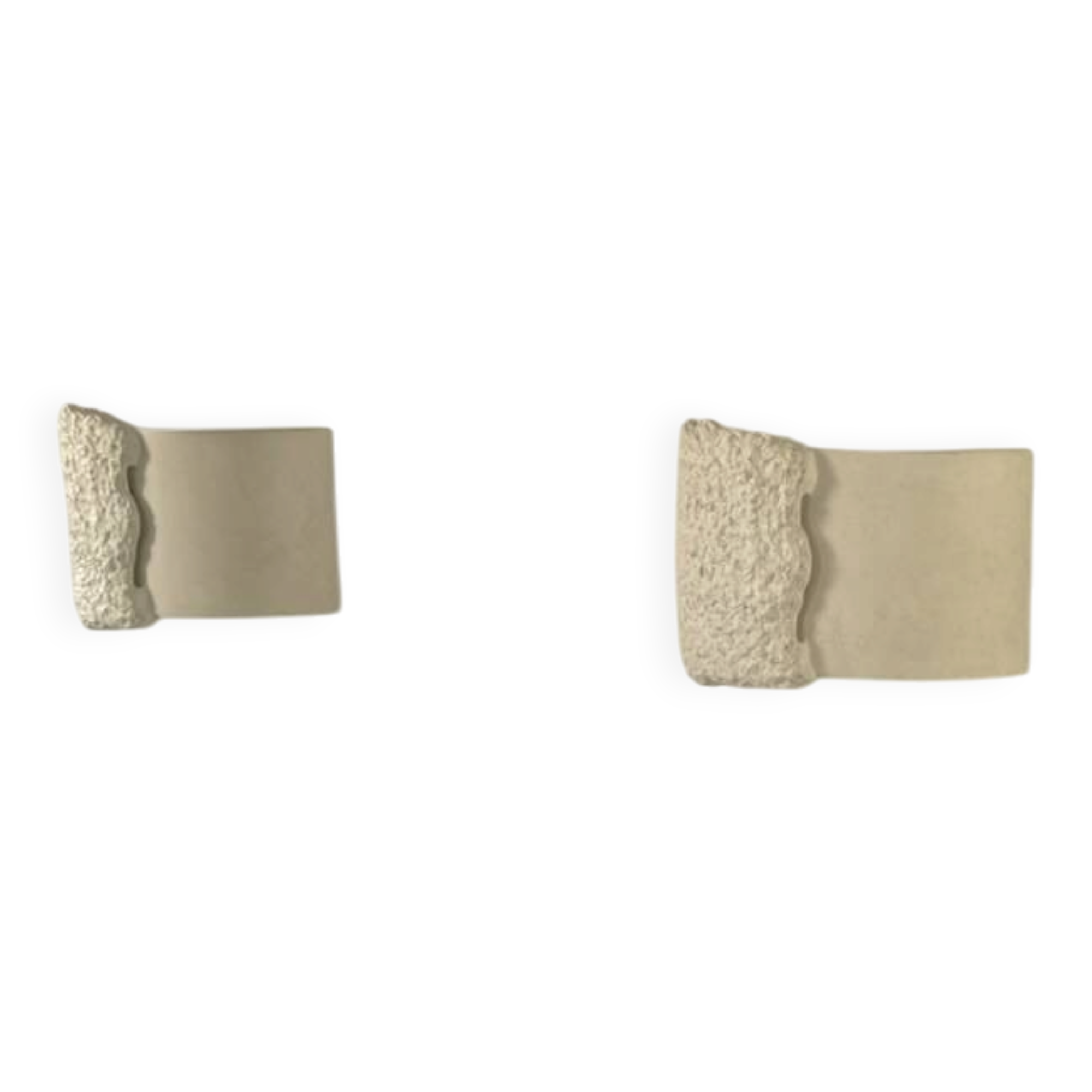 Pair of vintage wall lights in smooth plaster and stone imitation, France, 1970.