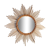 Vintage rattan sun mirror, 59 cm