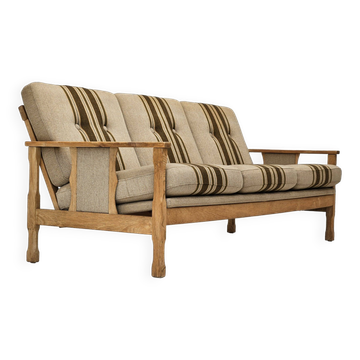 1970s, Danish 3 seater sofa, original very good condition, wool, oak.