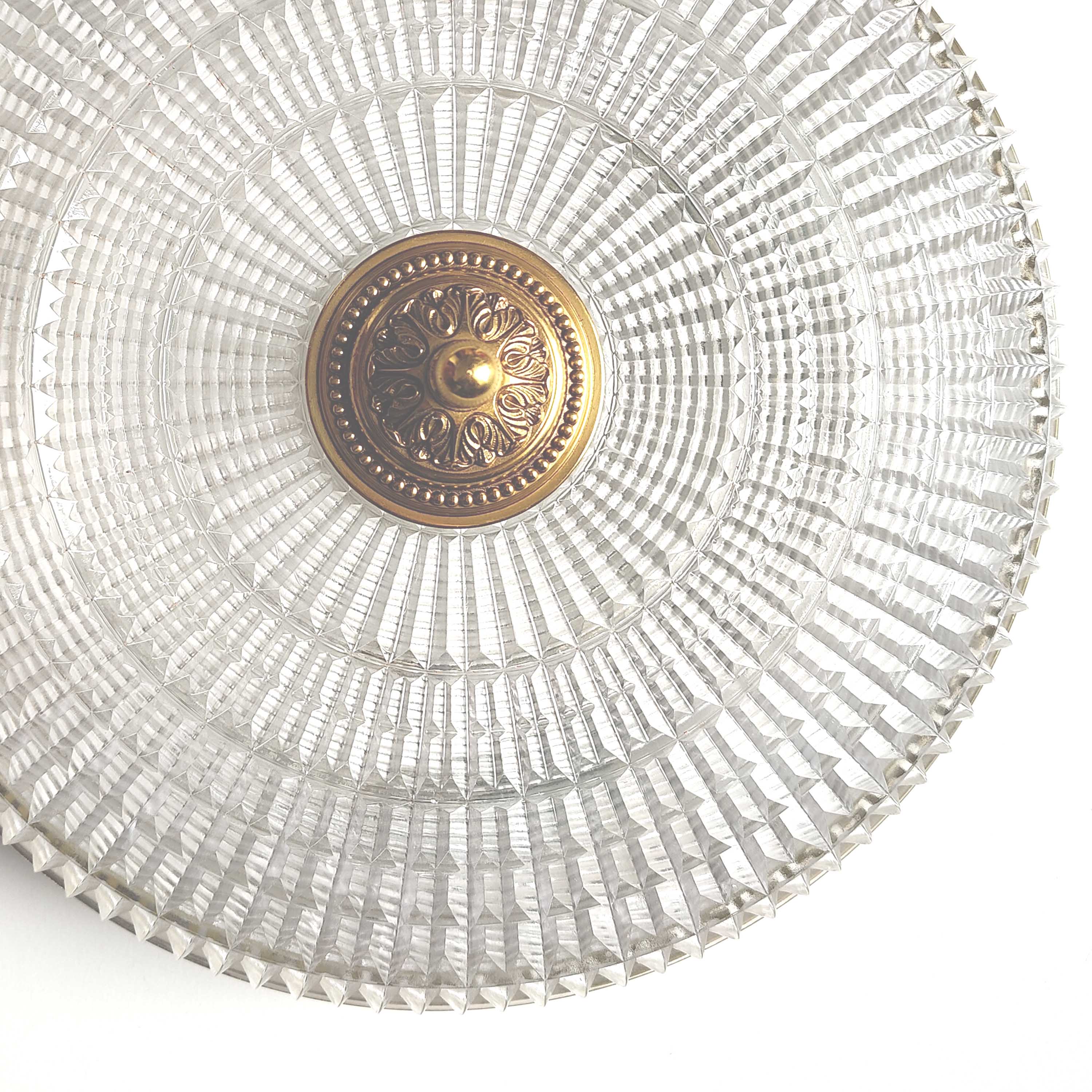 Ceiling lamp Lucien Gau glass and brass diameter 35cm